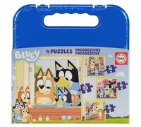 Educa Borrás – Puzzle – Bluey – Ensemble 4 puzzles progressifs 12–25 pièces avec valise – dès 3 ans
