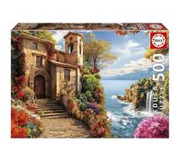 Educa - Villa Del Mar Puzzle 500 pièces Adulte | Villa Bord de Mer Plage Méditerranée Maison Vacances | 48 x 34 cm | Dès 11 Ans (20296)