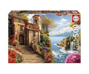 Educa - Villa Del Mar Puzzle 500 pièces Adulte | Villa Bord de Mer Plage Méditerranée Maison Vacances | 48 x 34 cm | Dès 11 Ans (20296)