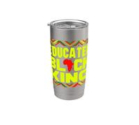 Educated Black King African Pride Empowerment Graphic Gobelet isotherme en acier inoxydable double paroi