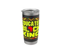Educated Black King African Pride Empowerment Graphic Gobelet isotherme en acier inoxydable double paroi
