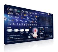 Éducatif Sous-main pour Enfant 40x60cm - Français - Thème Espace Univers - ABC avec Animaux - 1X1 - Formes - Heures - Tapis de Bureau Imperméable - Cuir PU Double Face effaçable facile à Nettoyer