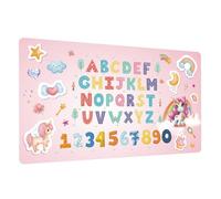 Éducatif Sous-main pour Enfant 40x70cm - Tapis de Bureau Imperméable - Tapis de Protection Antidérapant - Cuir PU Double Face effaçable facile à nettoyer - pour Devoirs, Dessin (Licorne ABC)