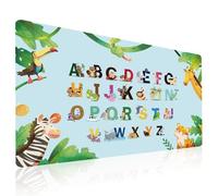 Éducatif Sous-main pour Enfant 40x70cm - Tapis de Bureau Imperméable - Tapis de Protection Antidérapant - Cuir PU Double Face effaçable facile à nettoyer - pour Devoirs, Dessin (Animaux ABC)