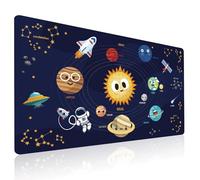 Éducatif Sous-main pour Enfant 40x70cm - Tapis de Bureau Imperméable - Tapis de Protection Antidérapant - Cuir PU Double Face effaçable facile à nettoyer - pour Devoirs, Dessin(Système Solaire)