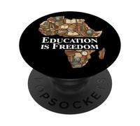 Education is Freedom Afrique Livres Silhouette PopSockets PopGrip Adhésif