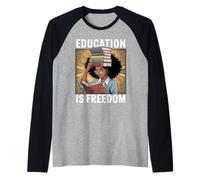 Education is Freedom Lecteur À Lunettes Motivation École Manche Raglan