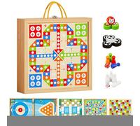 Educational Board Games - Durable Wood Tabletop Activity Kit, Skill Building Game | 7-in-1 Cognitive Toy with Colorful Tokens Spinner Dice, Early Learning Fun for School Home Caregiver Classroom