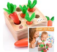 Educational Carrots,1 Year Old Wooden Toys for Toddlers Sorting Game Montesso ri Development Preschool Toy Fine Motor Skills Learning for Boys Girls