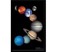 Educational - Education - Poster - NASA Solar System NASA Système solaire + cadre interchangeable, Shinsuke® Maxi MDF noir, vitre acrylique