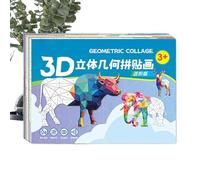 Educational Kid Collage Kit, Paper Jigsaw Collage Kit, Geometric Shape Learning, Colorful Paper Puzzle Art for Kids Boys Girls Children Adults, Kindergarten School Craft Learning Toy