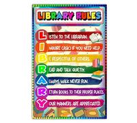 Educational Library Rules Poster - Vibrant Classroom Wall Art Set for Elementary, Middle School, High School and Home Schooling(Unframed,08x12inch(20x30cm))