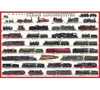 Educational Poster éducatif avec locomotives de locomotives à vapeur Version maxi en anglais 91,5 x 61 cm + 1 poster de 61 x 91,5 cm