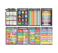 Educational Posters, Kindergarten Charts, 15.75x11.81 Inches, Language Learning, Colorful Paper Wall Décor Set, 15 Pieces for Homeschool, Classroom, School, Kindergarten, Special Education, Playroom