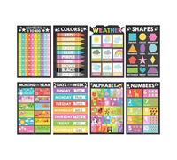 Educational Posters, Laminated Preschool Charts, 15 Piece Learning Set, Sturdy Paper Design, Teaching Aids for Homeschool, Classroom, School, Special Education, Kindergarten Use, 15.75x11.81 inches