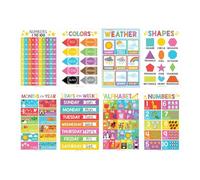 Educational Posters, Laminated Preschool Charts, 15 Piece Learning Set, Sturdy Paper Design, Teaching Aids for Homeschool, Classroom, School, Special Education, Kindergarten Use, 15.75x11.81 inches