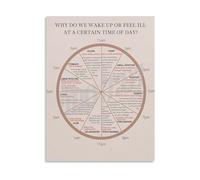 Educational TCM 24 Hour Body Clock Organ Activity Chart Canvas Wall Art for Study Room Bedroom Decor(Unframed,16x24inch(40x60cm))