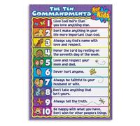 Educational Ten Commandments Wall Art for Kids - Bible Lesson Poster, Sunday School & Homeschool Classroom Decor, Unframed Print (Framed,08x12inch(20x30cm))