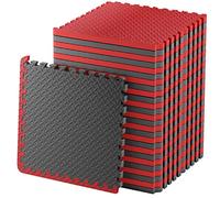 Edukit Lot de 4 Dalles de Sol en Mousse EVA très épaisses Rouge et Noir 60 x 60 cm Épaisseur 2 cm