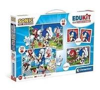 Edukit - Sonic - Coffret apprentissage 4 en 1 - 2 puzzles, 1 mémo, 1 jeu de 6 cubes - Fabriqué en Italie -Dés 4ans Multicolore G