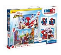 Edukit - Spidey -Coffret apprentissage 4 en 1 - 2 puzzles, 1 mémo, 1 jeu de 6 cubes - Fabriqué en Italie - Dés 4ans G