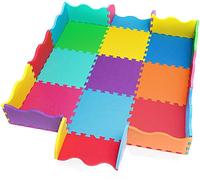 edukit Tapis de Jeu EVA en Mousse avec Bordures ; 25 pièces ; 31,5 x 31,5cm ; 1,4mm Extra épais - Carreaux de Sol Multicolores et emboîtables - Jeu Doux Amusant, sûr et Stimulant.