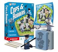 EDUMAN Kit d'excavation pour enfants à partir de 6, 7, 8, 9, 10, 11, 12 ans - Avec figurines : police et voleur - 2 blocs de jeu, outils et tapis de jeu - Jeu de rôle créatif et cadeau pour garçons et