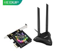 EDUP adaptateur WiFi 6 cartes 3000 mb/s, Bluetooth 5.1, double bande, 2.4/5 ghz, avec dissipateur de chaleur, ventilateur RGB et Base d'antenne, Chipset Intel AX200 Nipseyteko