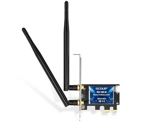 EDUP Carte WiFi 6E Bluetooth 5.3 PCIE WLAN Intel AX210 5400 Mbit/s - Adaptateur de Carte réseau WLAN 802.11AX Double Bande 2,4 GHz/5 GHz - Puce AX210 pour PC de Bureau Windows 10&11 64 Bits
