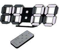 EDUP HOME Horloge LED 3D, réveil de Bureau, Horloge Murale avec télécommande, Montres LED électroniques de 9,7 Pouces, veilleuse, luminosité Automatique/personnalisée(Noir)