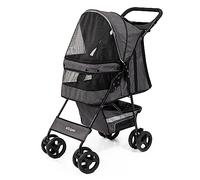 Edupet 06611AA Poussette pour chiens, landau animaux, doubles roues pivotantes, panier intégré, matelas supplémentaire, pliable