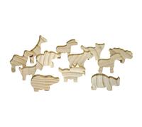 EDUPLAY 210-052 Figurines en bois Animaux, non peintes, nature, 12 pièces (1 set)