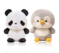 EduPlayte 2 Pièces Peluche Jouet, PoupéE de Peluche de Cochon, PoupéE Ourson, 16 Cm Cadeau pour Garçons Filles, Jouets Cadeaux de Nouvel an (Panda et Pingouin)