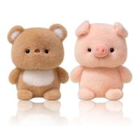 EduPlayte 2 Pièces Peluche Jouet, PoupéE de Peluche de Cochon, PoupéE Ourson, 16 Cm Cadeau pour Garçons Filles, Jouets Cadeaux de Nouvel an