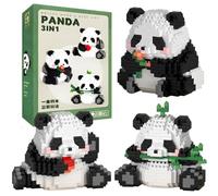 EduPlayte 3 in 1 Panda Blocs De Construction, 686 Pièces Mini Brique Figure Jouets, Panda Micro Blocs De Construction, Mini Animal Miniature Panda Bloc De Construction Décoration pour Adulte Enfant
