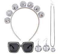 EduPlayte 4 Pièces Ensemble d'Accessoires de Costume de Pirate, Bandana de Pirate, Ceinture, Collier, Cache-Œil, Accessoires de Costume de Pirates Pour Costume de Carnaval d'Halloween