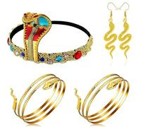 EduPlayte 5 Pièces Accessoires de Costume Égyptien, Egyptienne Bandeau, Boucles D'oreilles, Bracelets en Forme de Serpent, Accessoires pour Carnaval Fête, Décoration de Fête Vintage de Costumes