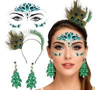 EduPlayte Bandeau De Mardi Gras 1 Morceau De Bande De Plumes, 1 Paire De Boucles d'oreilles Et 1 autocollant de visage de carnaval, De Vêtements, Accessoires Rétro, Accessoires De Fête