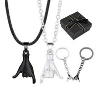 EduPlayte Cadeaux de Couple de 4 Pièces, Lot de 2 Porte-clés de Promesse, Collier de Pendentif de Couple de 2 Pièces, Partenaire, Anniversaire, Saint-Valentin
