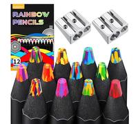 EduPlayte Crayons de Coloration de 12 Pièces, Ensemble de Dessin pour Enfants, 2 Couteaux à Aiguiser, Couleur pour Adultes et Enfants, pour Dessin, Coloration, des Cadeaux de Pâques