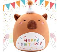EduPlayte Happy Birthday Capybara Peluche, 25 cm Capybara, Capybara Plushies, Maiale d'acqua, Peluche Dei cartoni animati, Kawaii peluch, Regalo di Compleanno per Bambini, Ragazzi e Ragazze