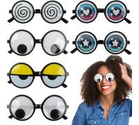 EduPlayte Lot de 7 paires de lunettes amusantes à yeux mobiles - Lunettes de fête - Lunettes pour accessoires photo - Lunettes amusantes - Pour cosplay, fête - Pour adultes et enfants