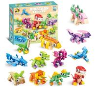 EduPlayte Set de Blocs de Construction Dinosaures Transformables - Jouet 3 en 1 Qui Change du Robot à l'Animal au Véhicule, Kit de Construction STEM Créatif,