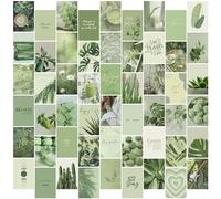 EDUS Kit de collage mural vert - Images esthétiques - Impressions d'art mural botanique esthétique - Lot de 54 affiches pour décoration de chambre d'adolescentes et de filles - Kit de collage vert