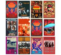 EDUS Kit de collage mural vintage de 12 pièces, affiches de groupe de rock pour chambre, album de concert de musique rétro, (20,3 x 30,5 cm), affiche Nirvana, décoration de années 70 90