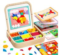 edutree Jeu de Blocs magnétiques en Bois avec Cartes, 288 pièces, Puzzle Tangram Montessori, Jouet d'apprentissage pour Les Enfants de 3 à 5 Ans, Cadeau éducatif STEM pour garçons et Filles de 3 à 5.