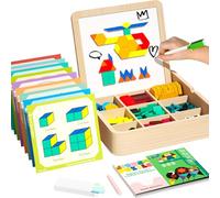 edutree Jeu de Tangram magnétique en Bois Montessori de 248 pièces, Jeux éducatifs STEM pour Enfants de 4 à 8 Ans, Puzzles créatifs avec Cartes et marqueurs.