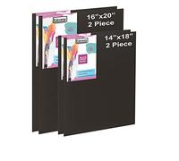 Eduway Lot de 4 toiles de coton à grain moyen 40,6 x 50,8 cm (2 chacune) avec dos en panneau MDF de 4 mm, pour peinture