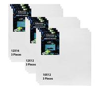 Eduway Lot de 9 panneaux en toile de coton pré-apprêtée de qualité supérieure pour artistes et débutants - Idéal pour l'acrylique, l'huile, la gouache, les couleurs pastel (lot de 9) (25 x 30, 30 x 30