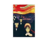 Edvard Munch Impression sur toile Œuvres de peintres célèbres (anxiété) 30 x 45 cm